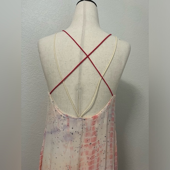 Free People Remember When Maxi Top Tunic Tie Dye Ivory Pink - Picture 4 of 10